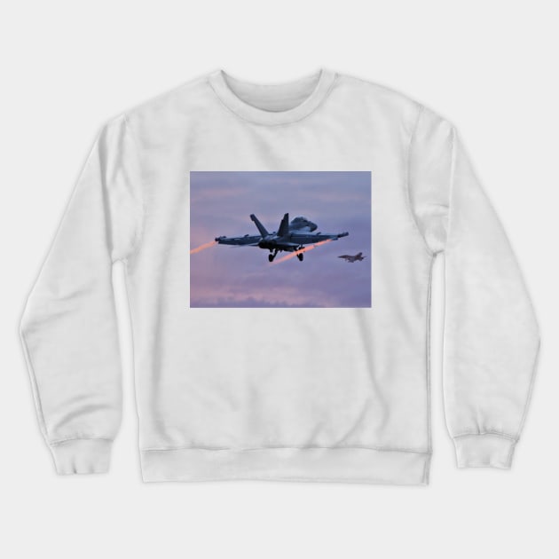 Navy Super Hornets at dusk Crewneck Sweatshirt by acefox1